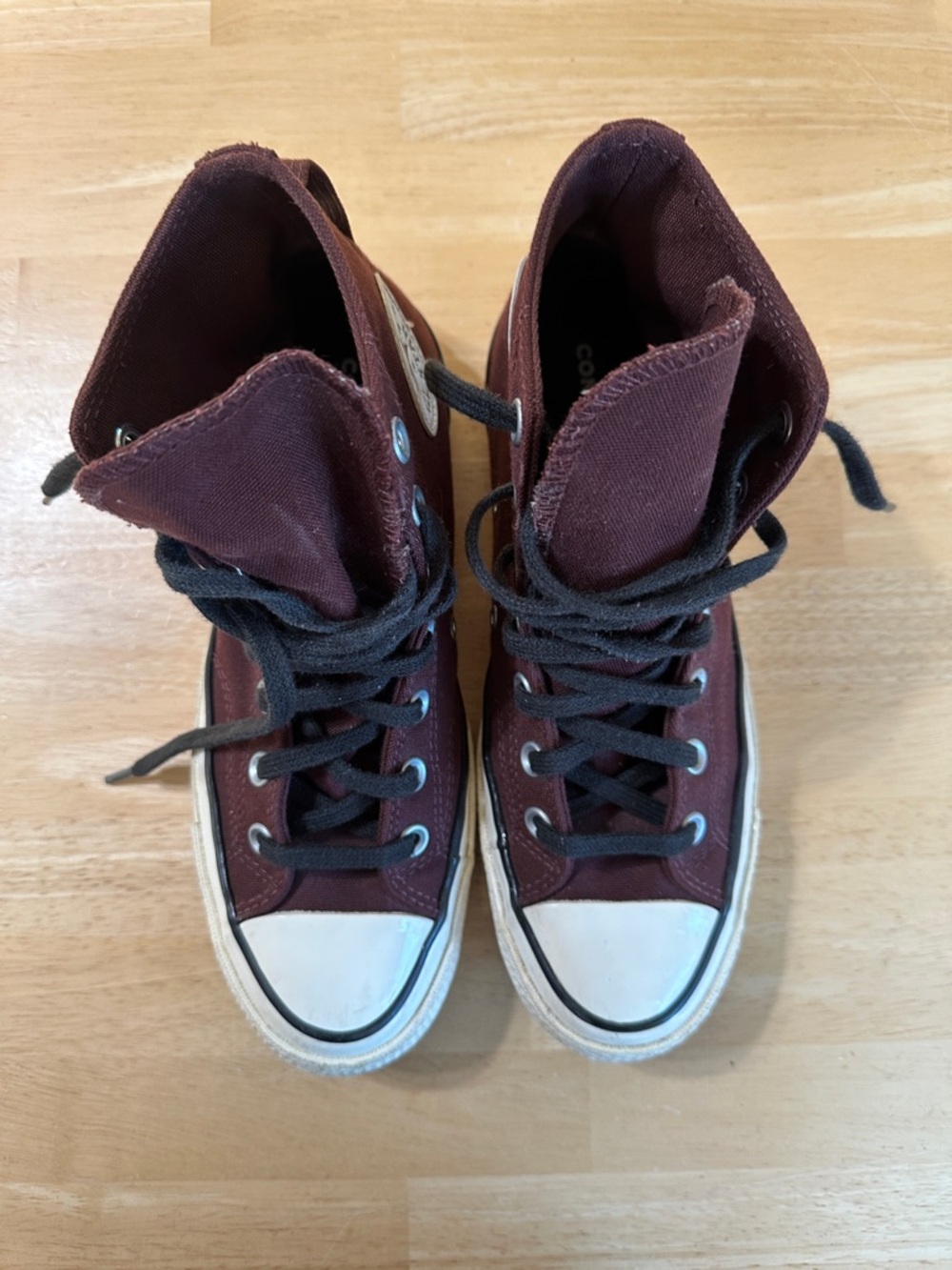 Burgundy High-Top Canvas Sneaker with Black Laces - Picture 9 of 11
